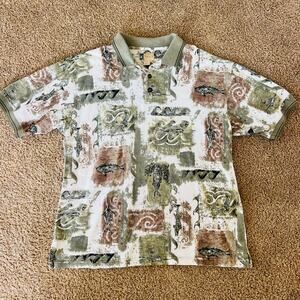 Vintage Kahala Hawaiian Islands Polo Shirt Size L, 100% Cotton Island Print